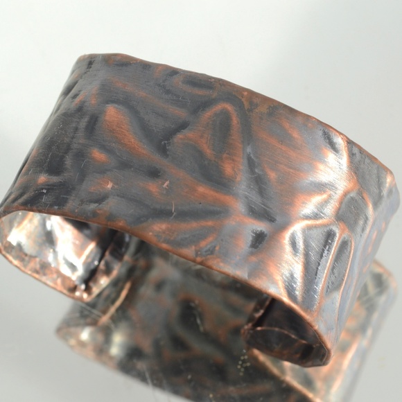 Floral Embossed Cuff Copper Handmade Solid Copper - Picture 3 of 4